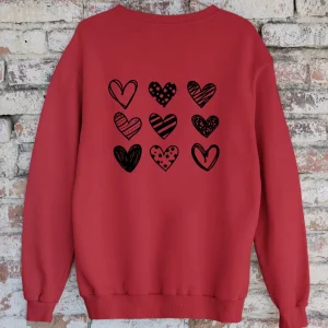 Crewneck en bambou fleece - couleurs variées - Impression COEURS