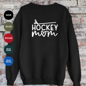 Crewneck en bambou fleece - couleurs variées - Impression Hockey Mom