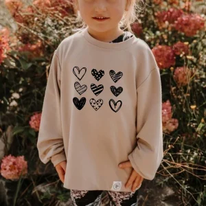 Chandail Mily enfant sable - Impression COEURS