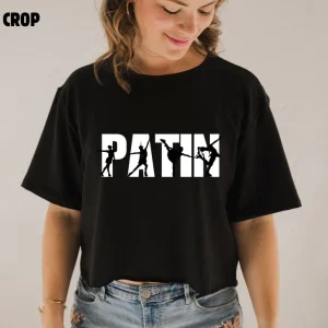 T-shirt Marie crop en bambou noir pour femme - Patinage artistique