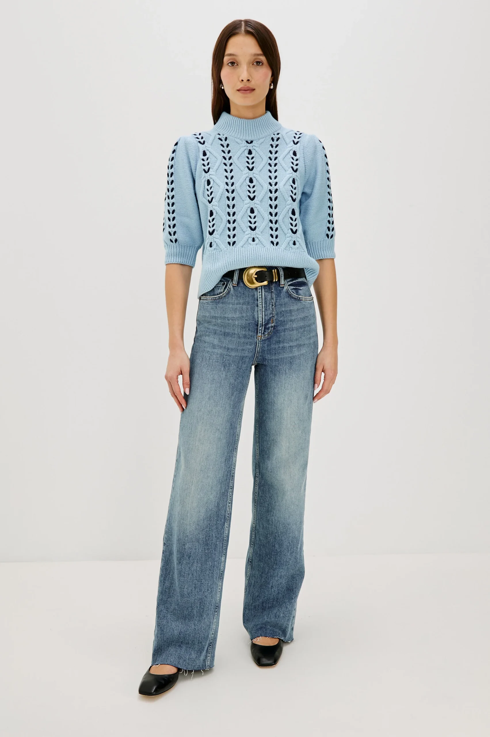 ADDY SWEATER - SKY NAVY CABLES – Image 4