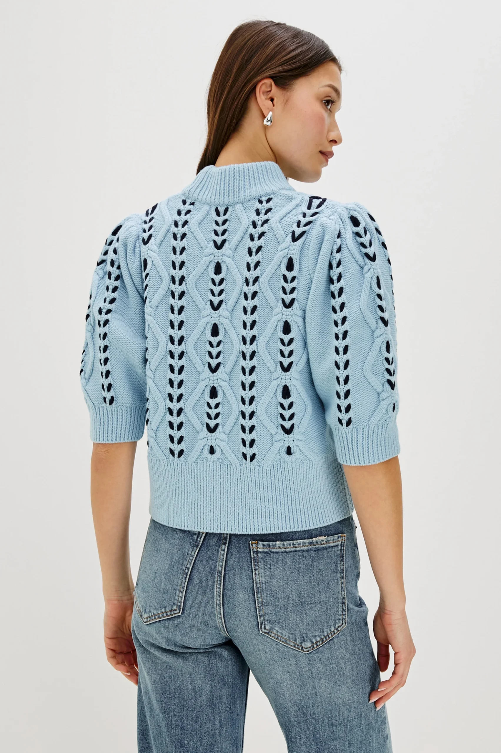 ADDY SWEATER - SKY NAVY CABLES – Image 5
