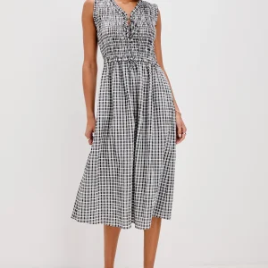 ADINE DRESS - ASH SEERSUCKER