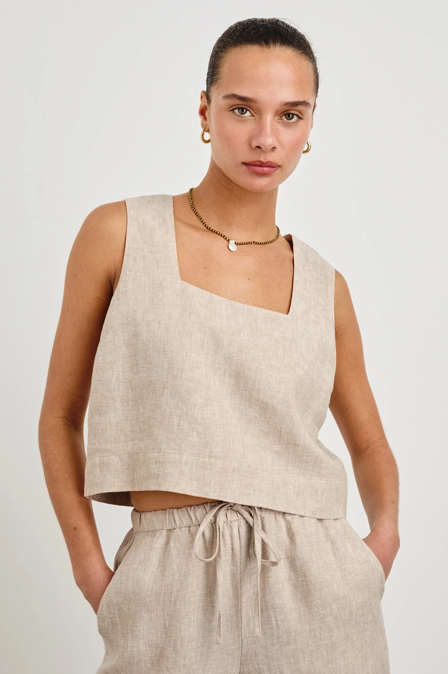 AKIRA TOP - HEATHERED FLAX – Image 2