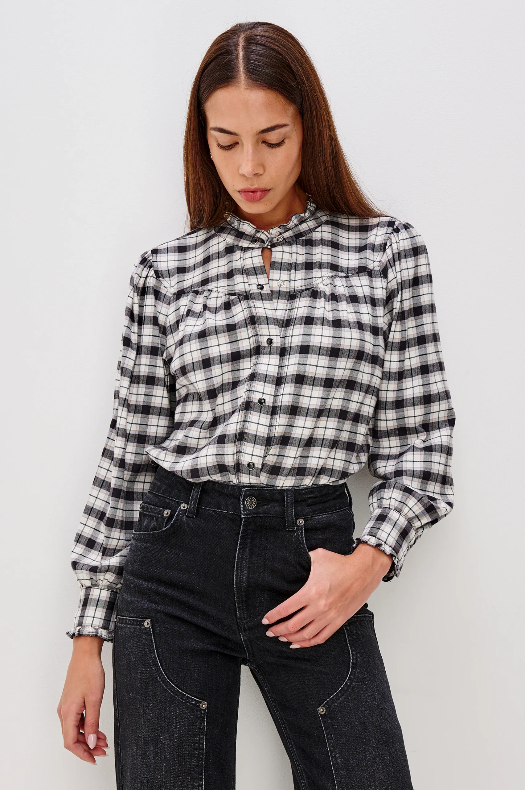 ALANNA SHIRT - IVORY SMOKE ONYX – Image 5