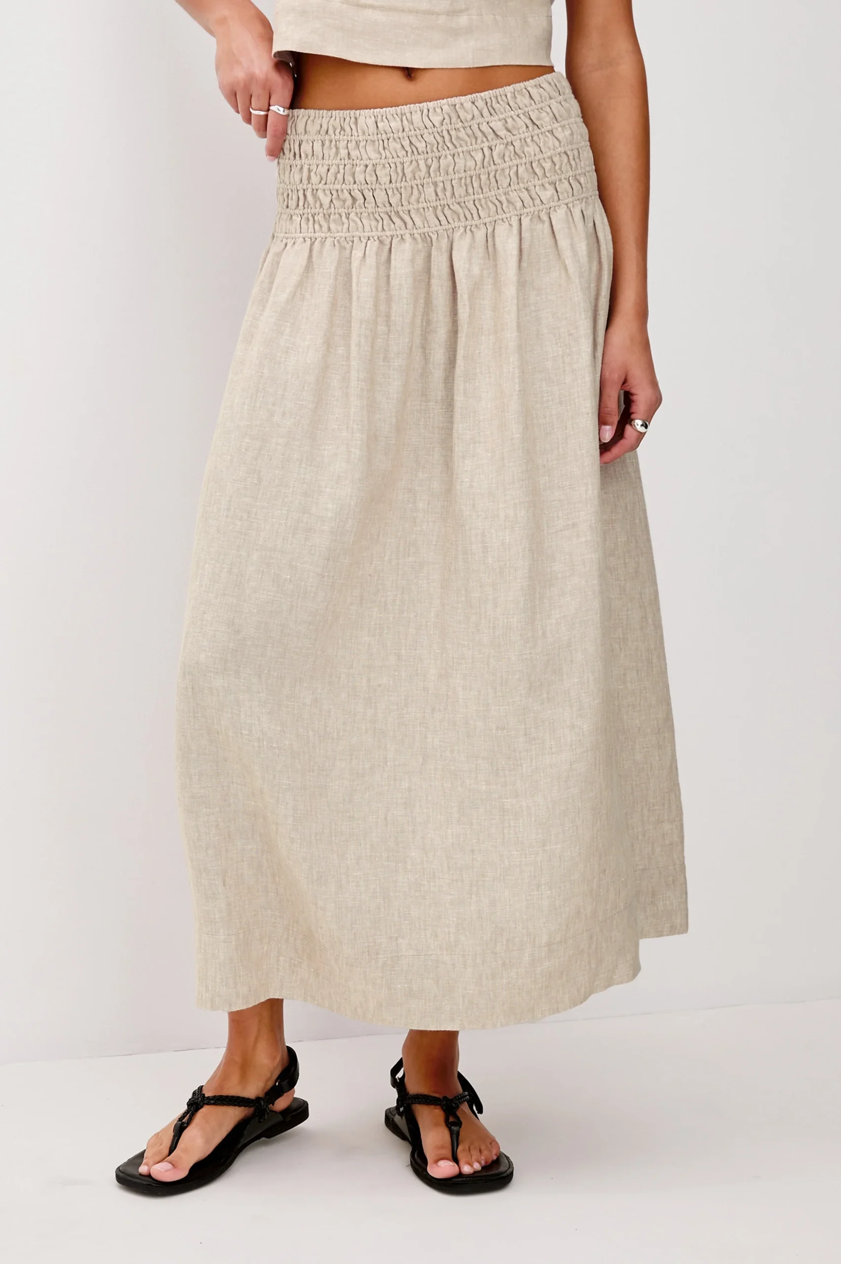 ALESSA SKIRT - HEATHERED FLAX – Image 2