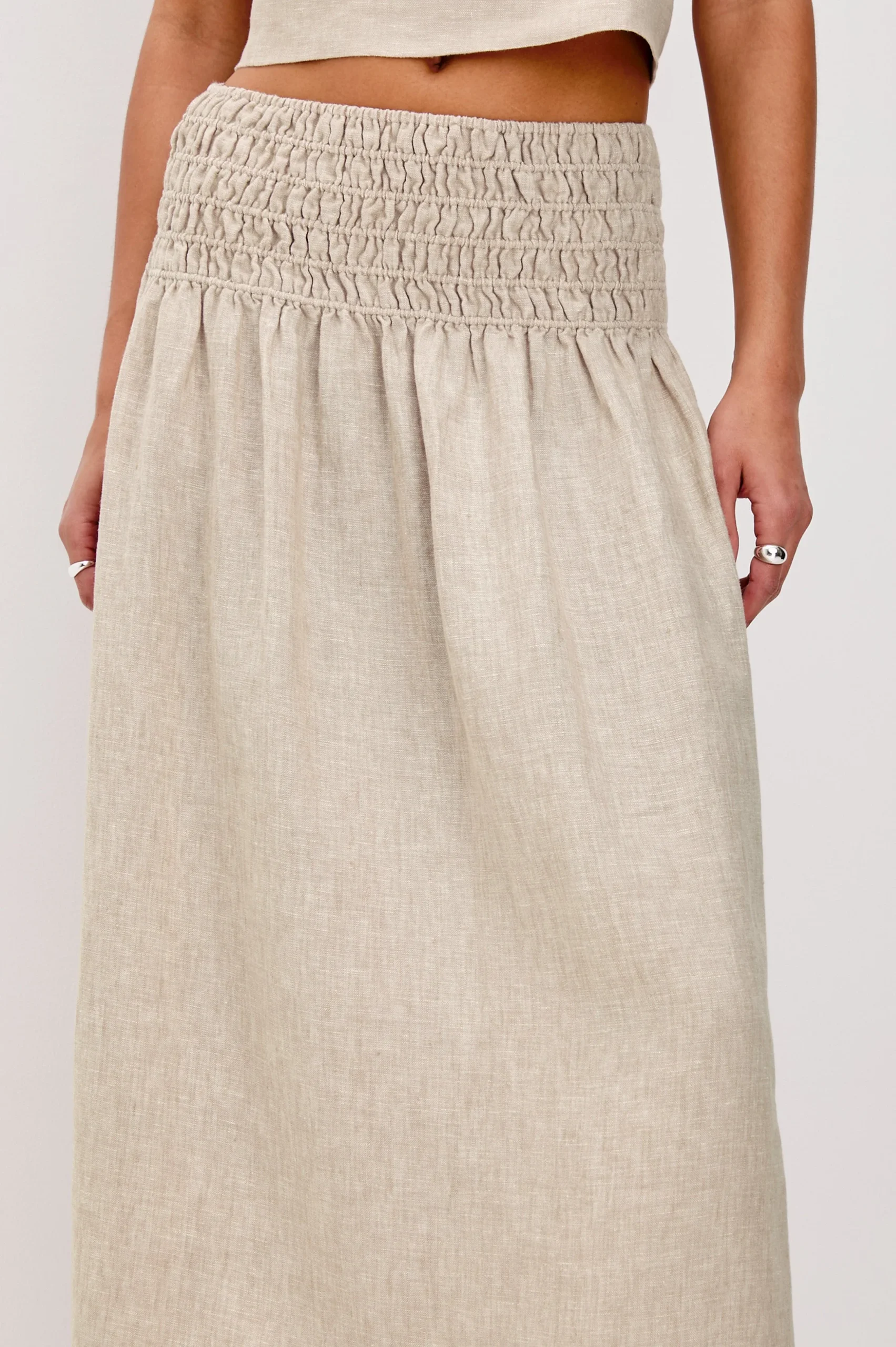 ALESSA SKIRT - HEATHERED FLAX – Image 3