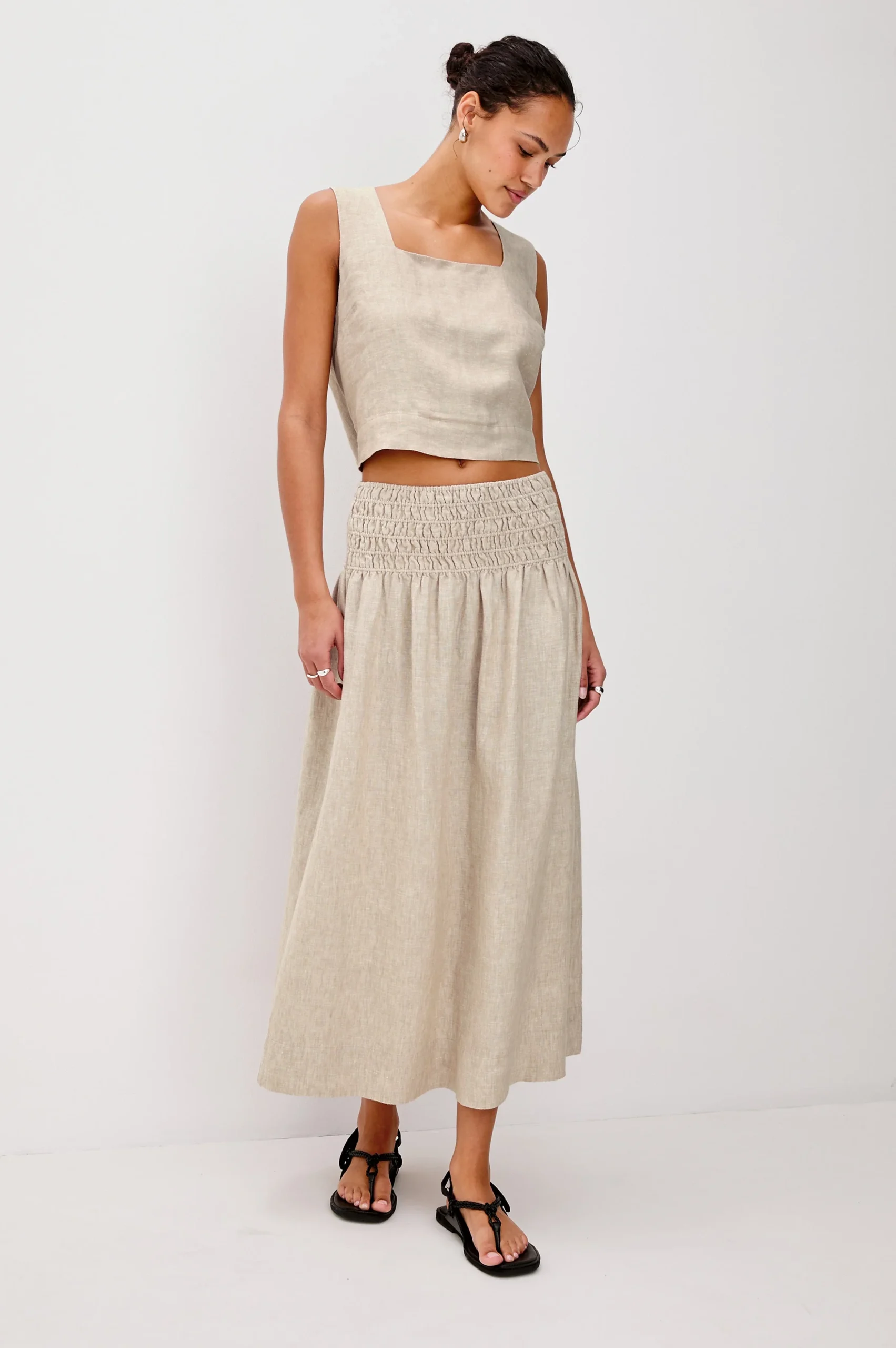 ALESSA SKIRT - HEATHERED FLAX – Image 4