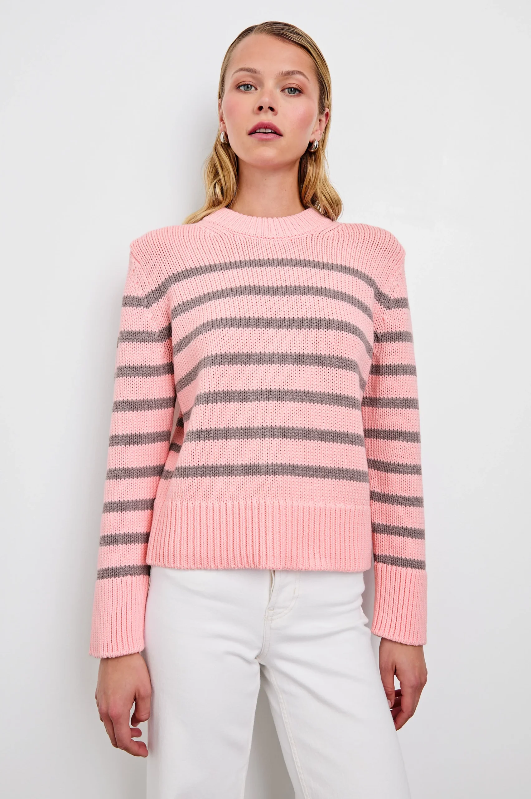 ALISE SWEATER - PINK HEATHER STRIPE – Image 2