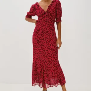 ANNMARIE DRESS - CARMINE DAISIES
