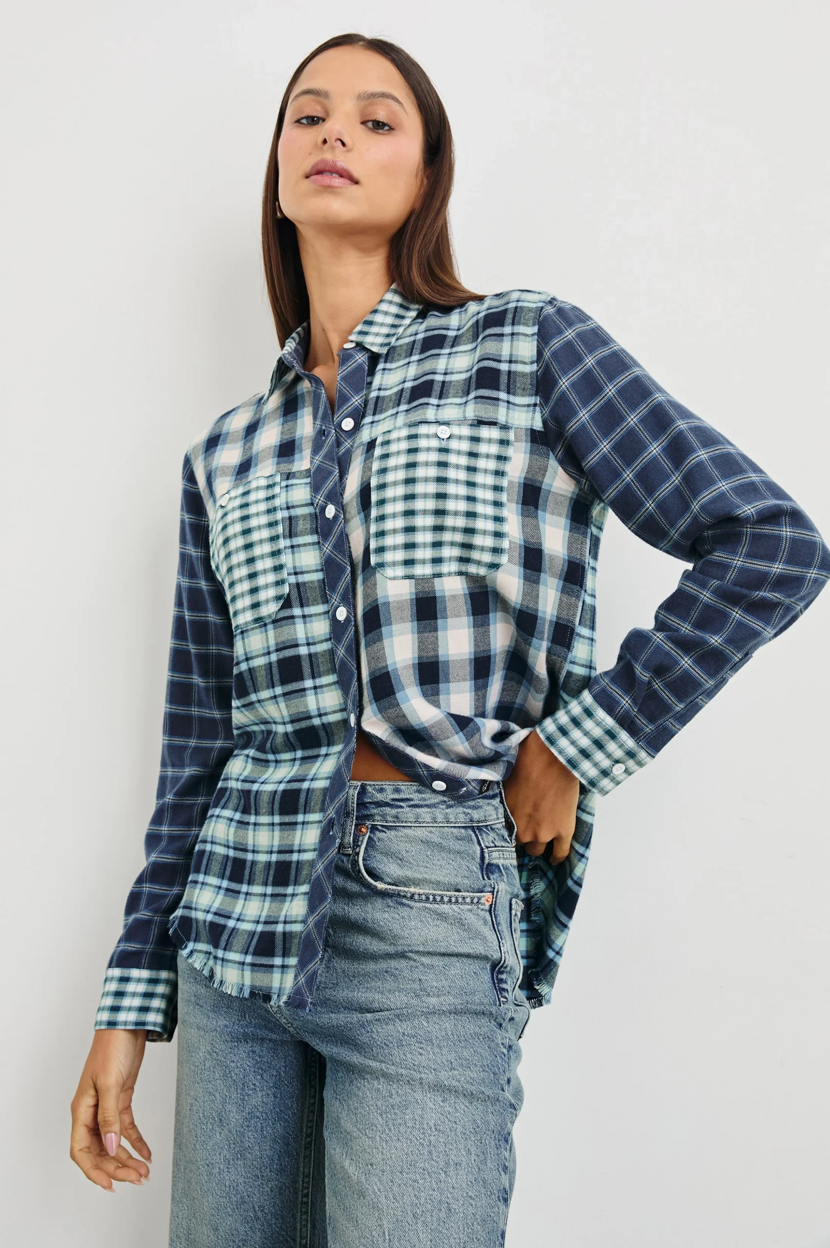 BRANDO SHIRT - SKY NAVY MIXED PLAID – Image 5