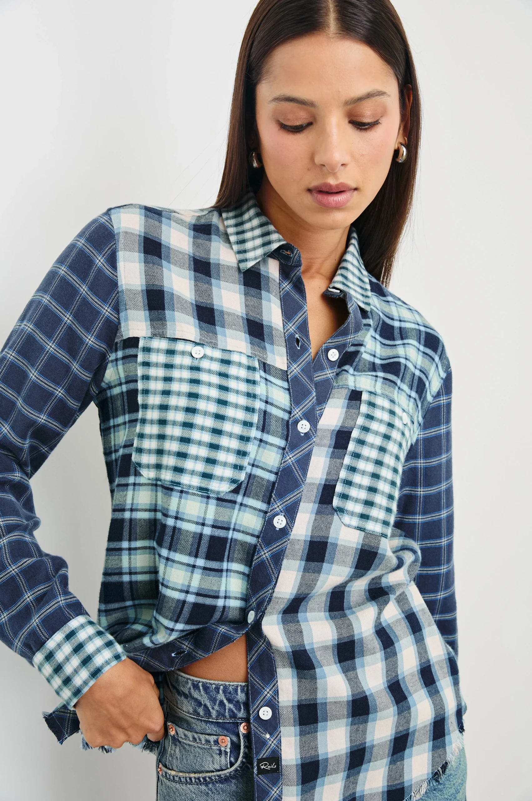 BRANDO SHIRT - SKY NAVY MIXED PLAID – Image 2