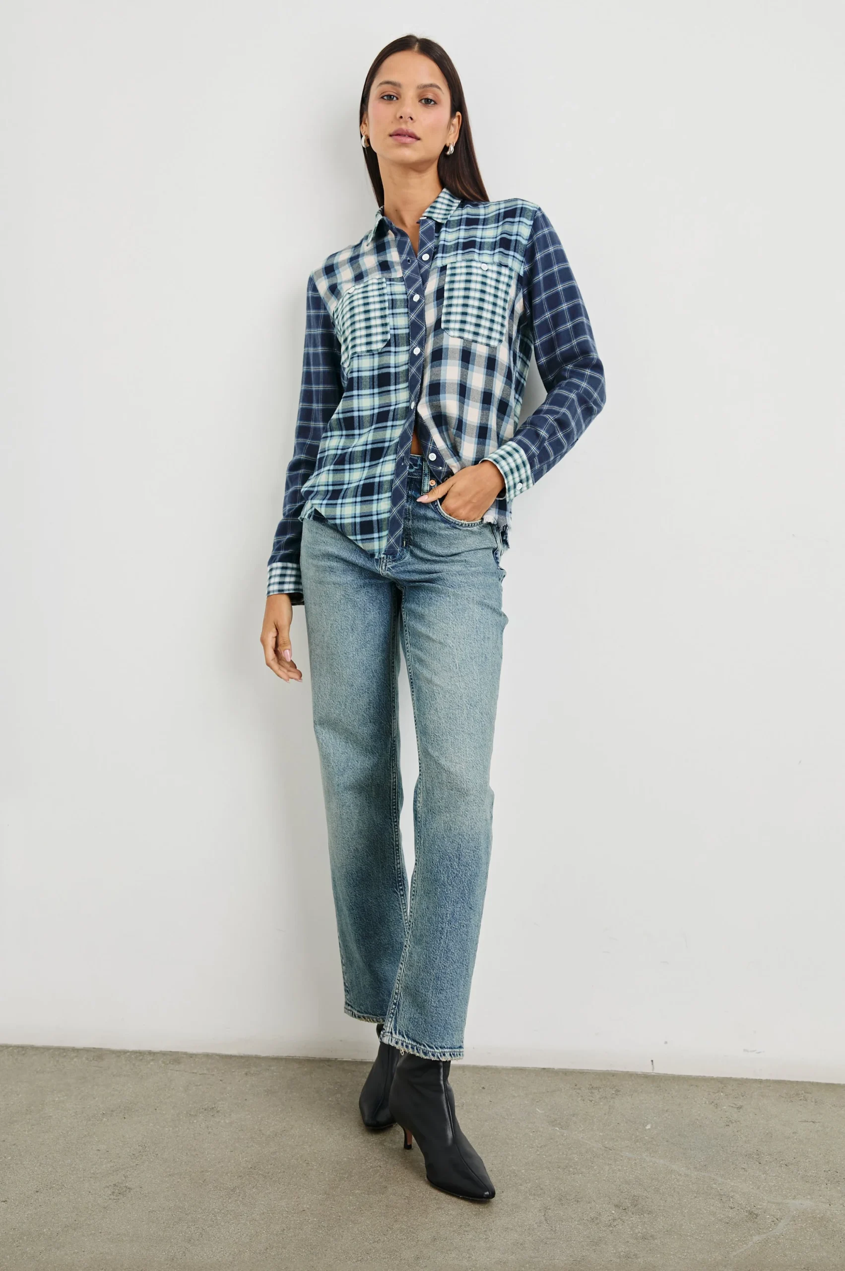 BRANDO SHIRT - SKY NAVY MIXED PLAID – Image 3