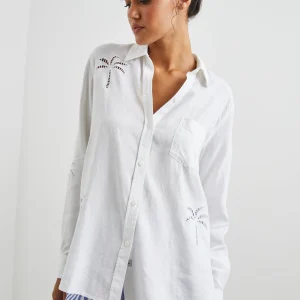 CHARLI SHIRT - WHITE PALM TREE EYELET