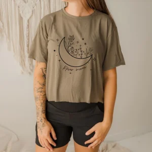 T-shirt Marie crop Rêver Mieux en bambou olive pour femme