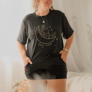 T-shirt Marie crop Rêver Mieux en bambou noir pour femme