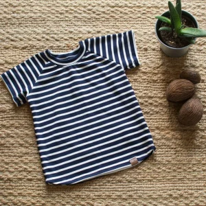 T-shirt manche courte marine rayé blanc