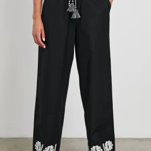 EMMIE PANT - BLACK IVORY PALM TREES