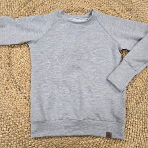 Chandail Crewneck gris pâle pour enfant et junior à manche longue en bambou