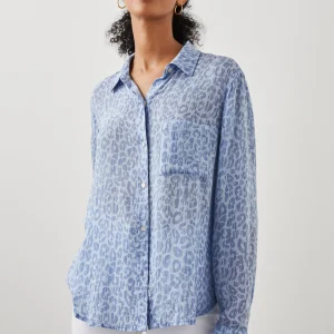 JOSEPHINE SHIRT - BLUE BATIK CHEETAH