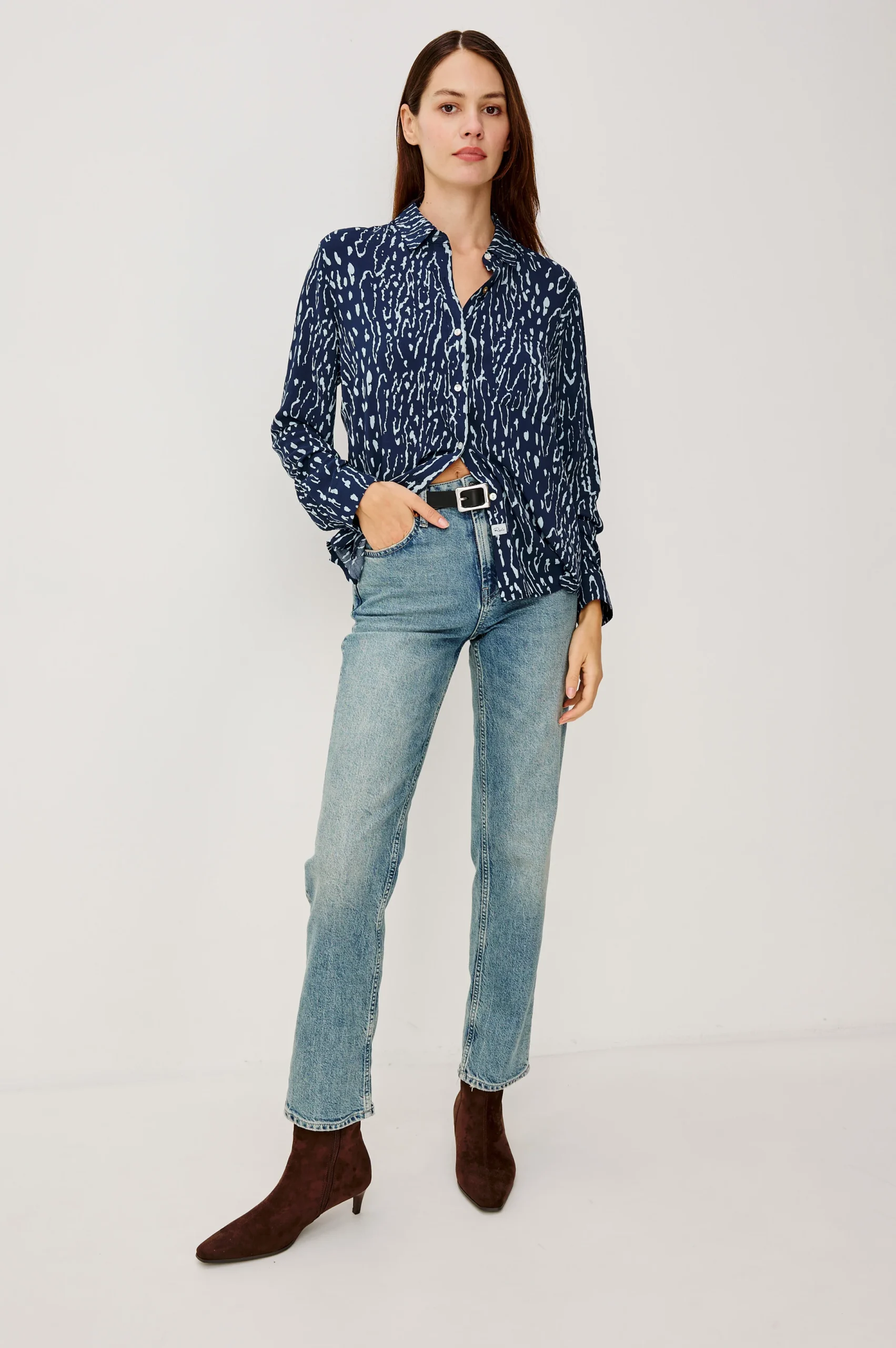 JOSEPHINE SHIRT - DARK NAVY LYNX – Image 4