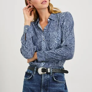 JOSEPHINE SHIRT - NAVY PYTHON