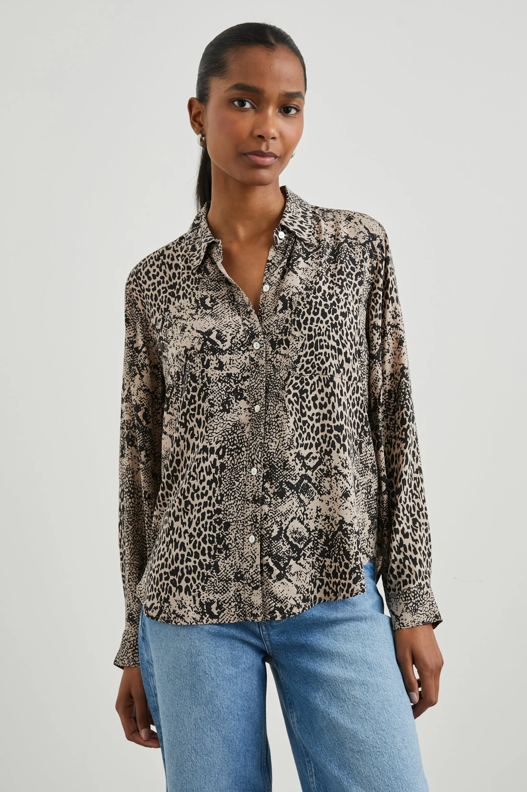 JOSEPHINE SHIRT - TAUPE MIXED ANIMAL – Image 2