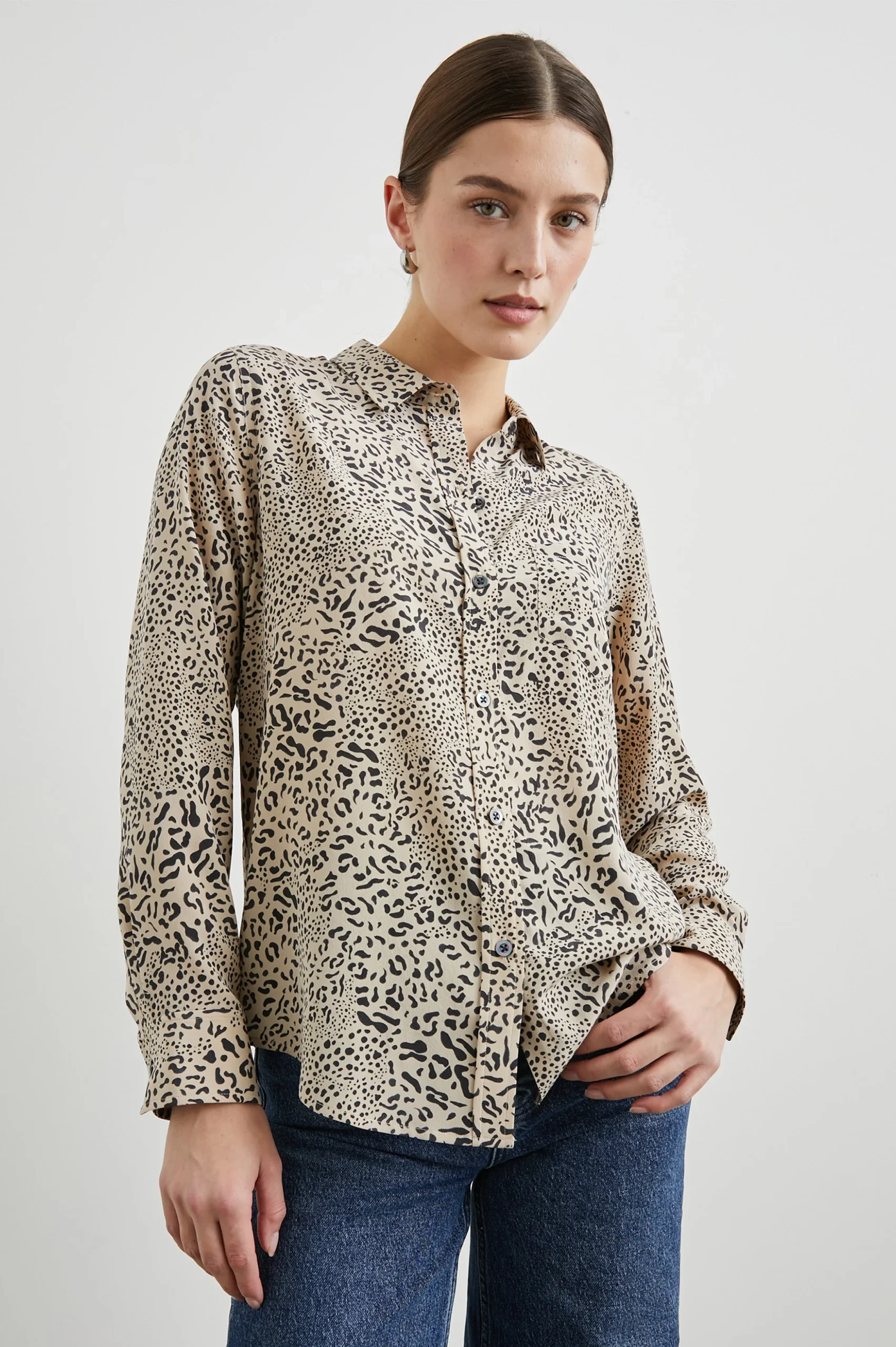 KATE SHIRT - SAND MIXED CHEETAH – Image 4