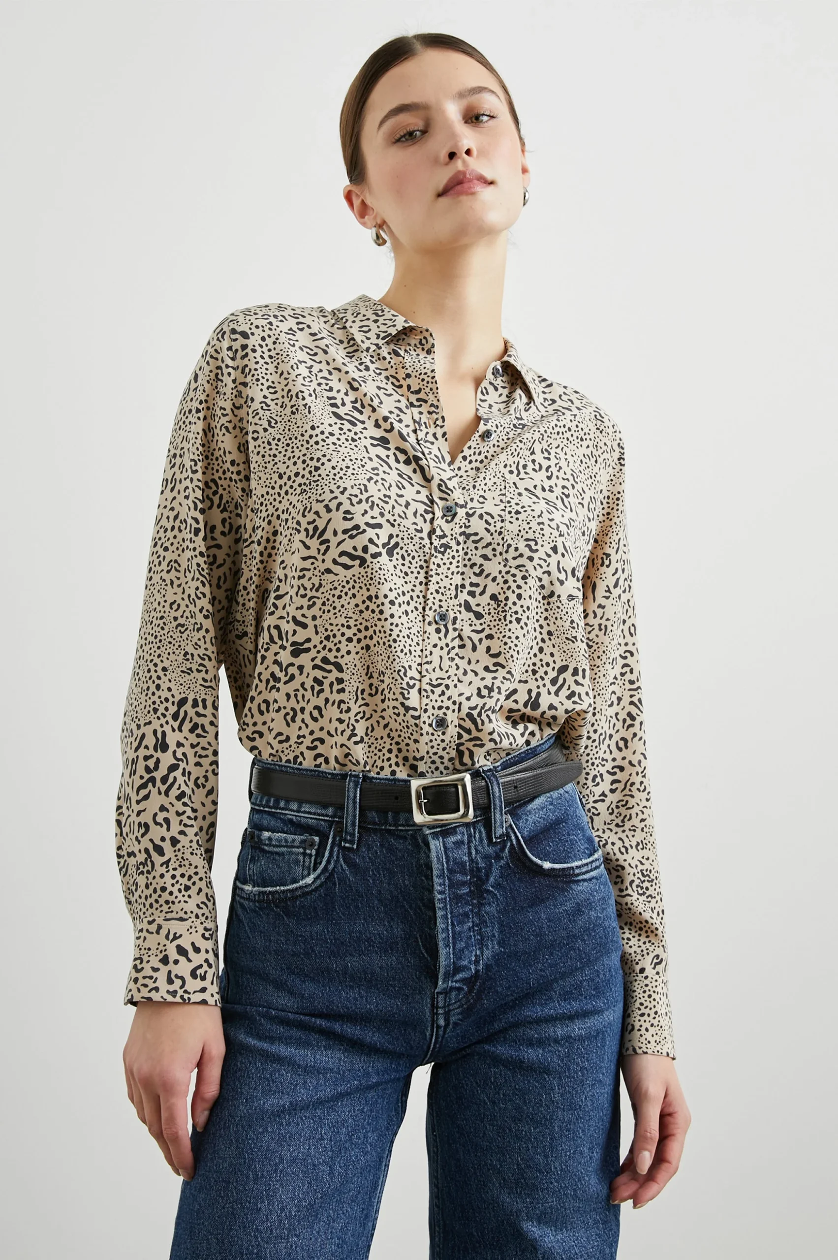 KATE SHIRT - SAND MIXED CHEETAH – Image 2