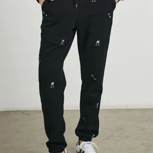 KINGSTON SWEATPANT - BLACK CHAMPAGNE EMBROIDERY