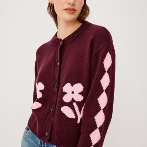 MAVIE CARDIGAN - GARNET DAISY