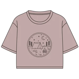 T-shirt Marie crop en bambou rose blush pour femme - Imprimé SOUS LES ÉTOILES