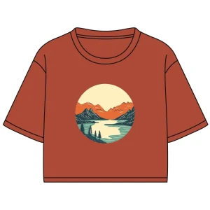 T-shirt Marie crop en bambou orangé pour femme - Imprimé NATURE