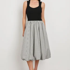ROSALIND DRESS - IVORY JET GINGHAM