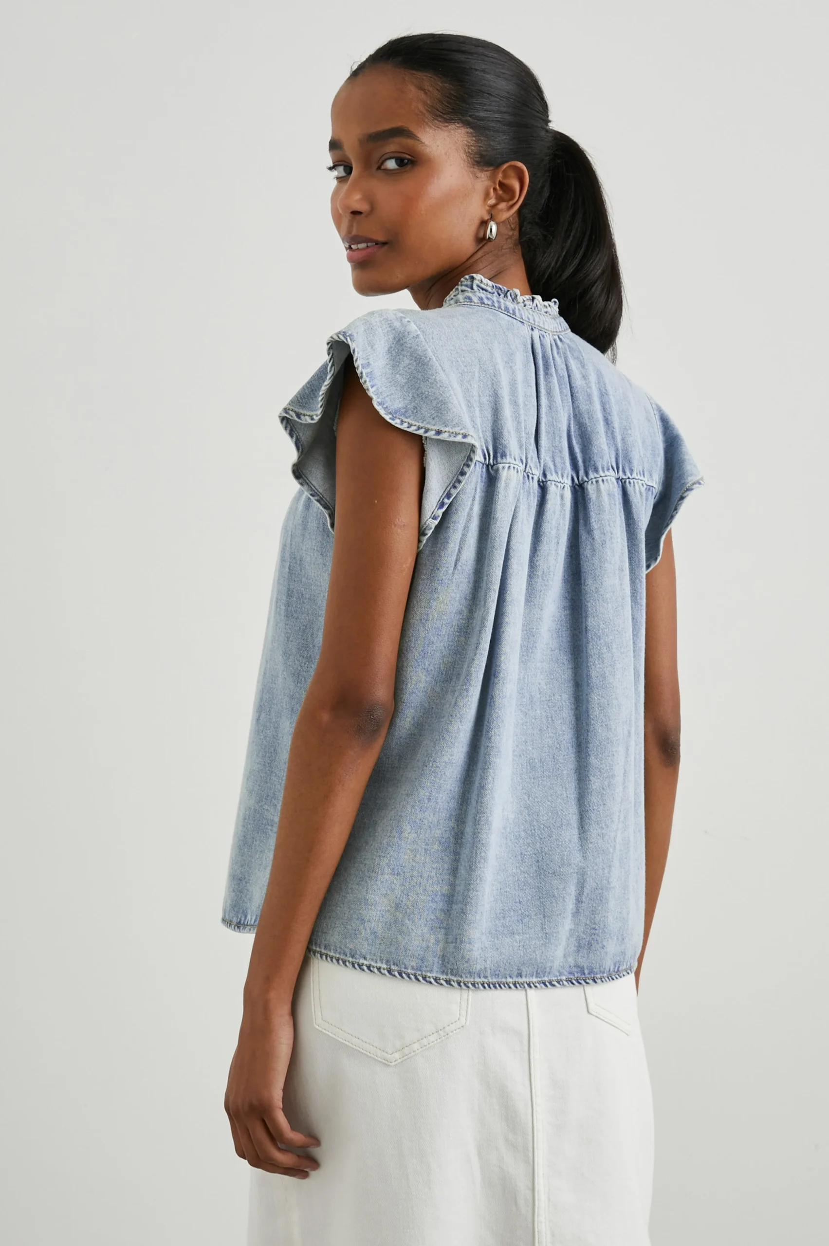 RUTHIE TOP - FADED INDIGO – Image 5