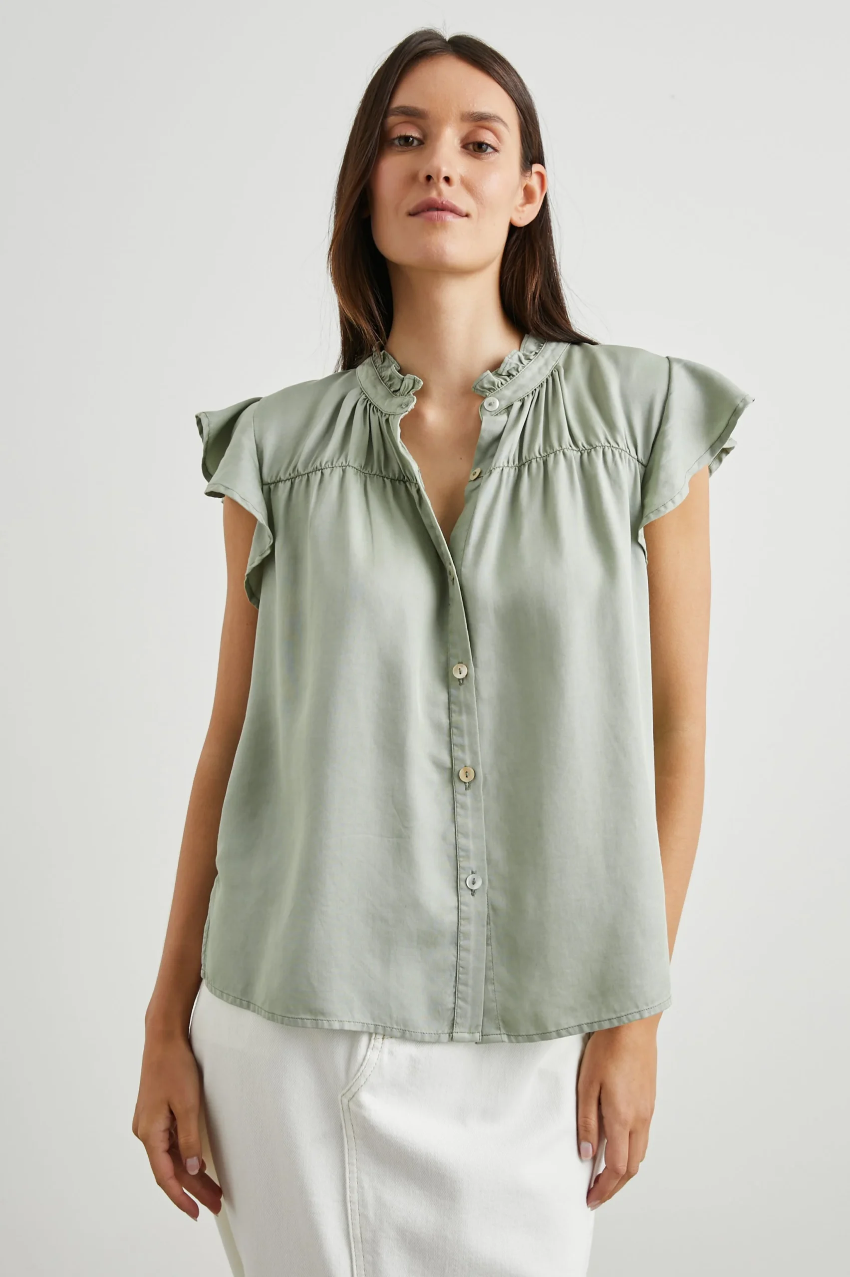 RUTHIE TOP - SAGE DENIM – Image 3