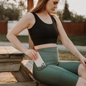 Biker 10" pour femme à taille haute avec poches vert