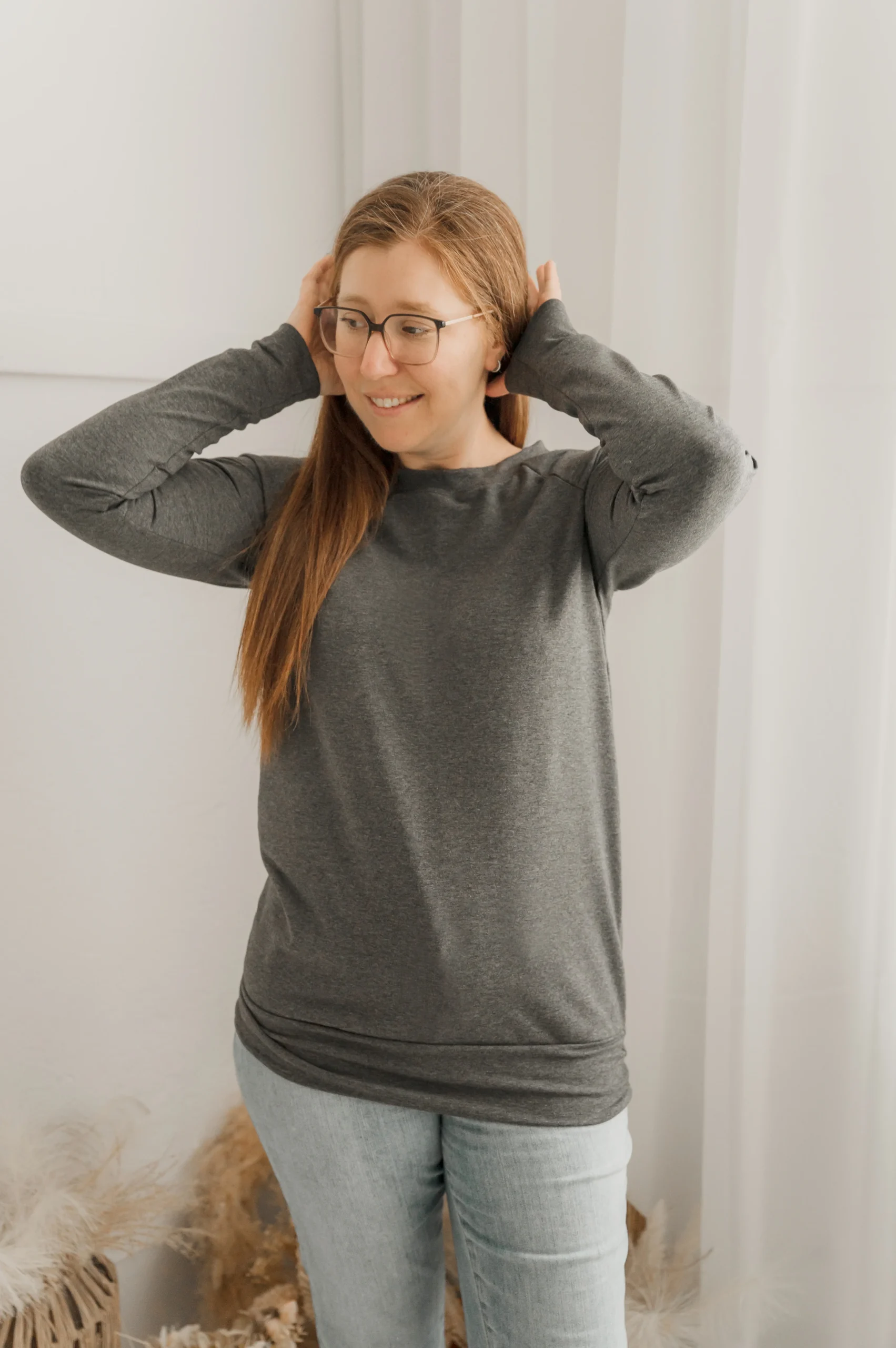 Chandail reglan femme prestige MomMe&Cie en bambou - Gris – Image 3