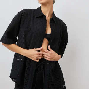 YURI SHIRT - BLACK EYELET MIX