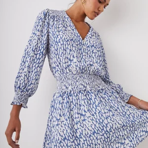 ZANA DRESS - COBALT STATIC LEOPARD