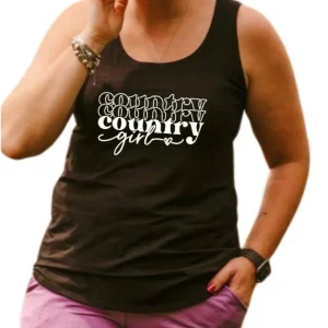 Camisole longue pour femme noire en bambou avec le bas arrondi et les bretelles larges - COUNTRY GIRL