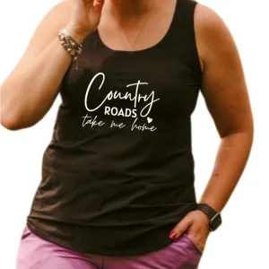 Camisole longue pour femme noire en bambou avec le bas arrondi et les bretelles larges - COUNTRY ROADS