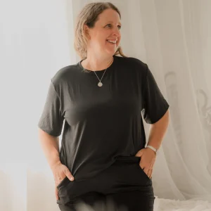 T-shirt crop prestige MomMe&Cie en bambou - Noir