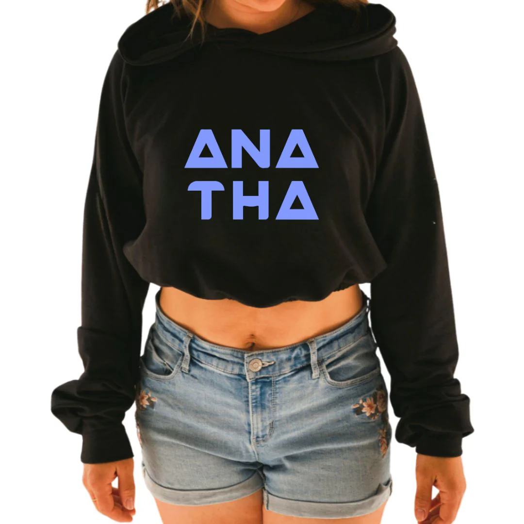 Hoodie crop manche longue en bambou noir avec élastique à la taille pour femme | ANATHA