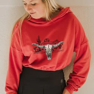 Hoodie crop manche longue en bambou corail avec élastique à la taille pour femme - DESERT