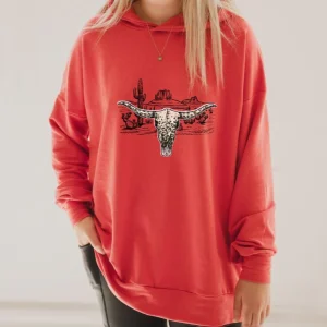 Hoodie oversize manche longue en bambou corail avec bande à la taille pour femme - DESERT