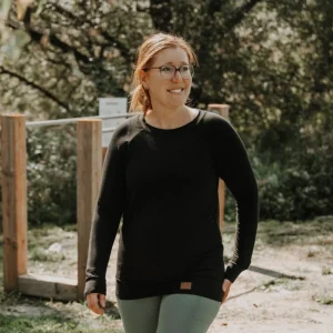 Chandail reglan femme prestige MomMe&Cie en bambou - Noir. RETAIL