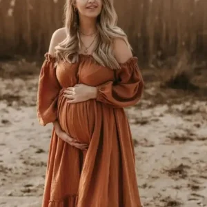 Robe Shooting Grossesse Bohème Rouge