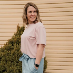 T-shirt crop prestige MomMe&Cie en bambou - Rose blush