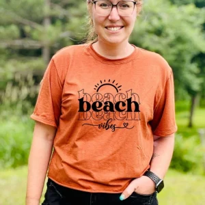 T-shirt Marie crop en bambou rouille pour femme - BEACH VIBES